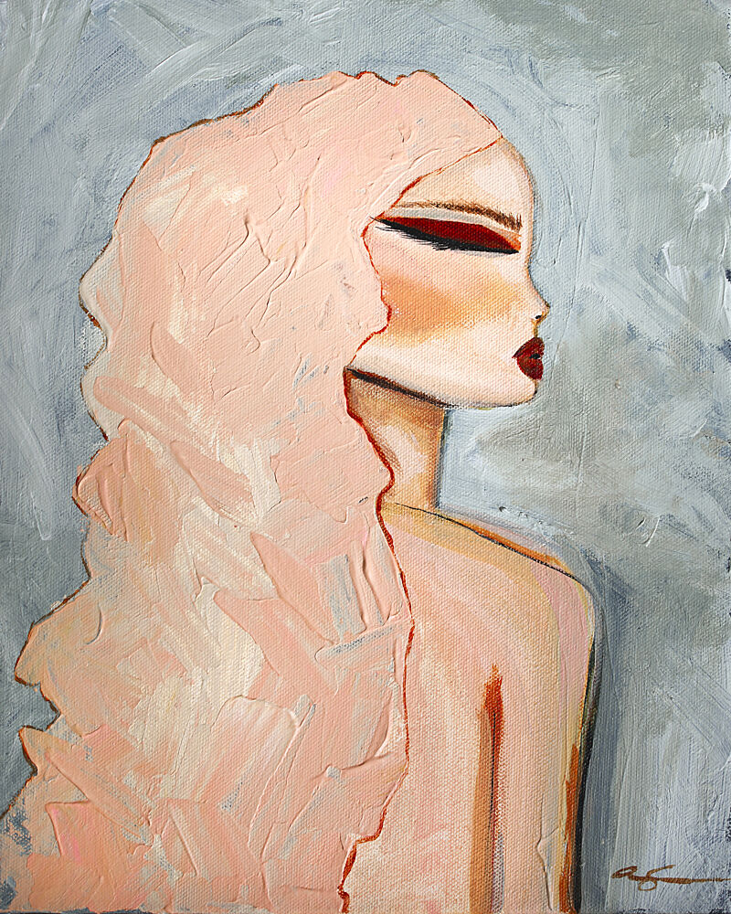 Chic Pink Hair Portrait art print by Amy Straley for $57.95 CAD