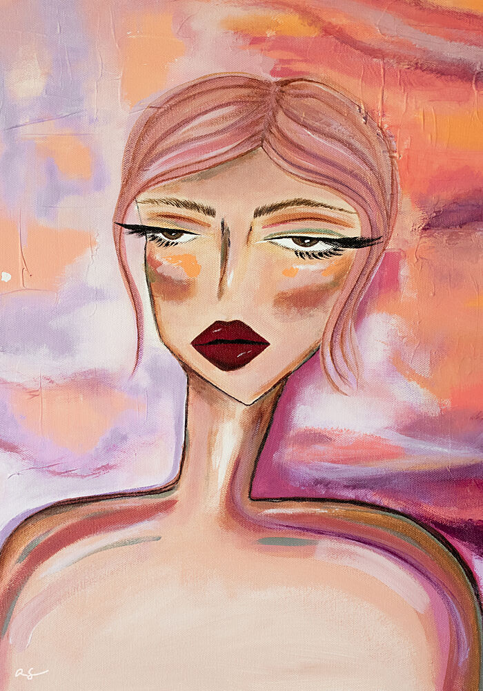 Moody Pink Hair Portrait art print by Amy Straley for $57.95 CAD