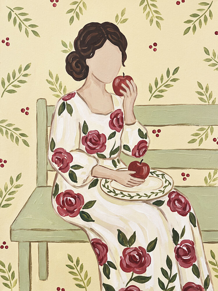 Woman on Bench with Apples art print by Andreas Magnusson for $57.95 CAD