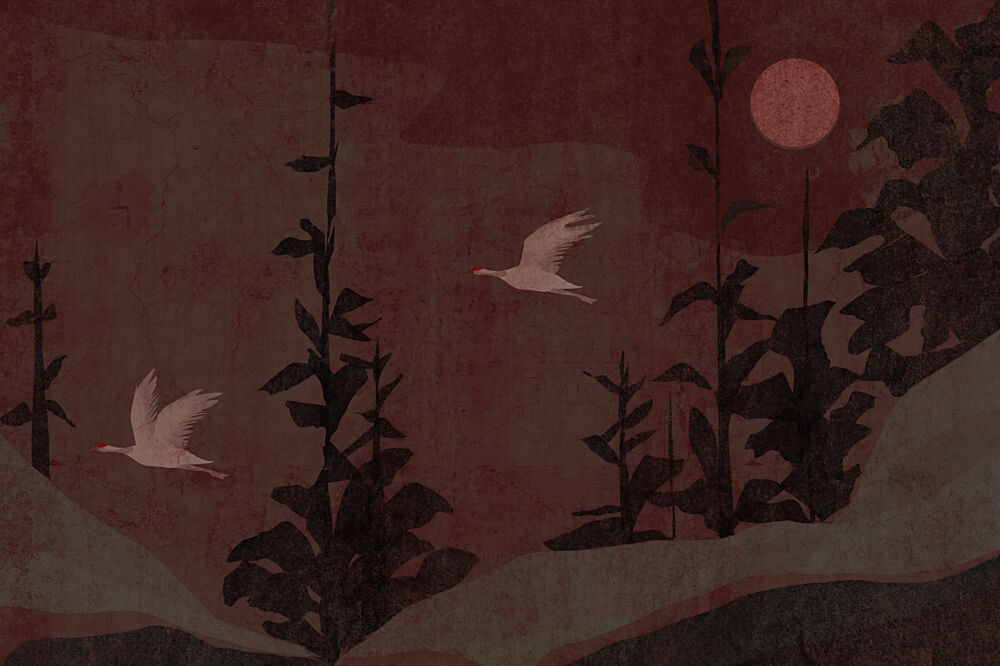 Red Moon Forest Birds art print by Josie George for $57.95 CAD
