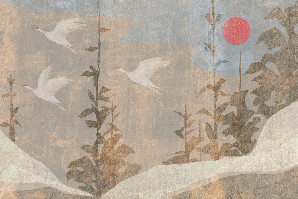Flying Cranes Winter Sun art print by Josie George for $57.95 CAD