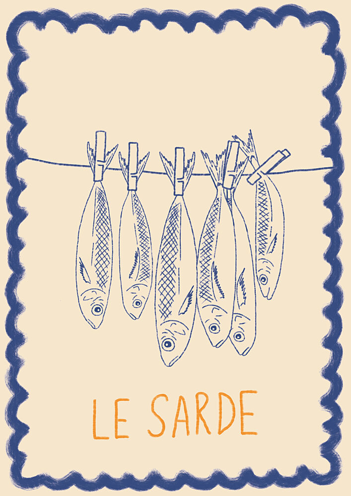 Rustic Sardines Illustration art print by Lisa Solomoniuk for $57.95 CAD