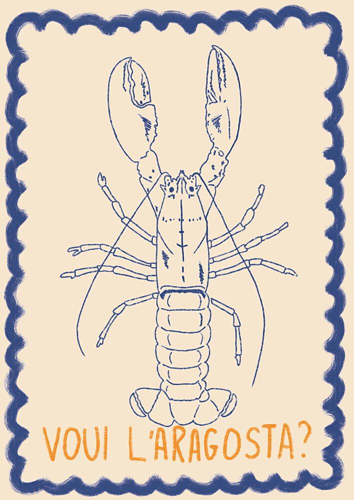 Italian Lobster Drawing art print by Lisa Solomoniuk for $57.95 CAD