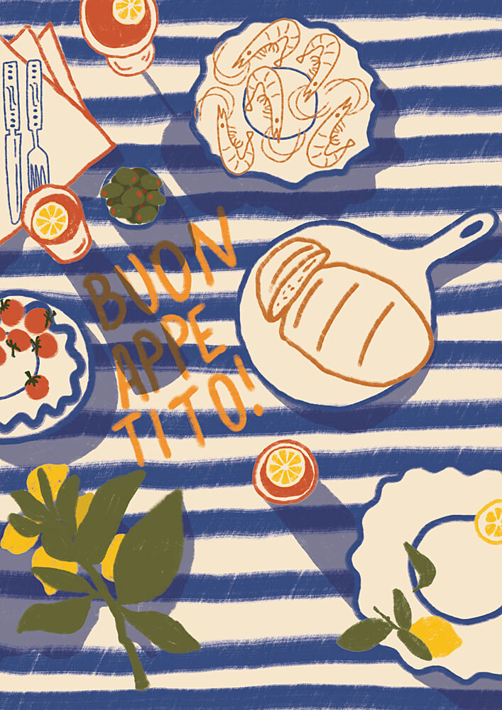 Buon Appetito Summer Meal art print by Lisa Solomoniuk for $57.95 CAD