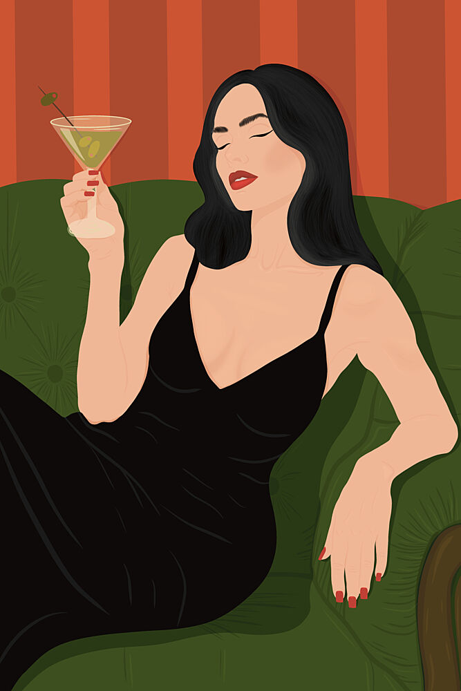 Elegant Martini Lady art print by Lisa Solomoniuk for $57.95 CAD