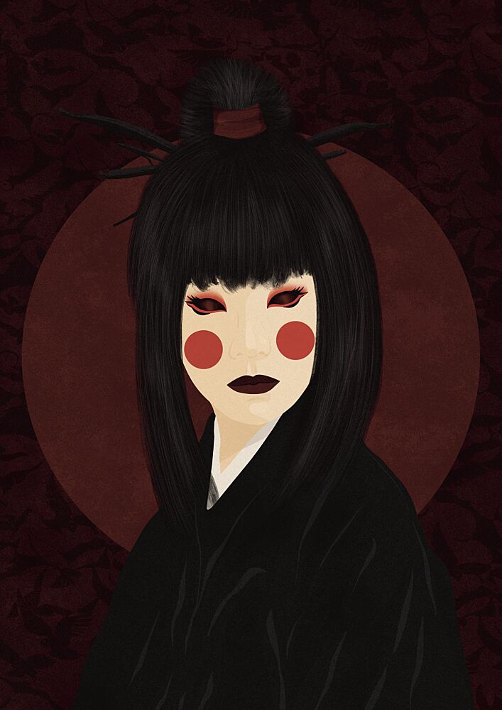 Dramatic Geisha Portrait art print by Lisa Solomoniuk for $57.95 CAD