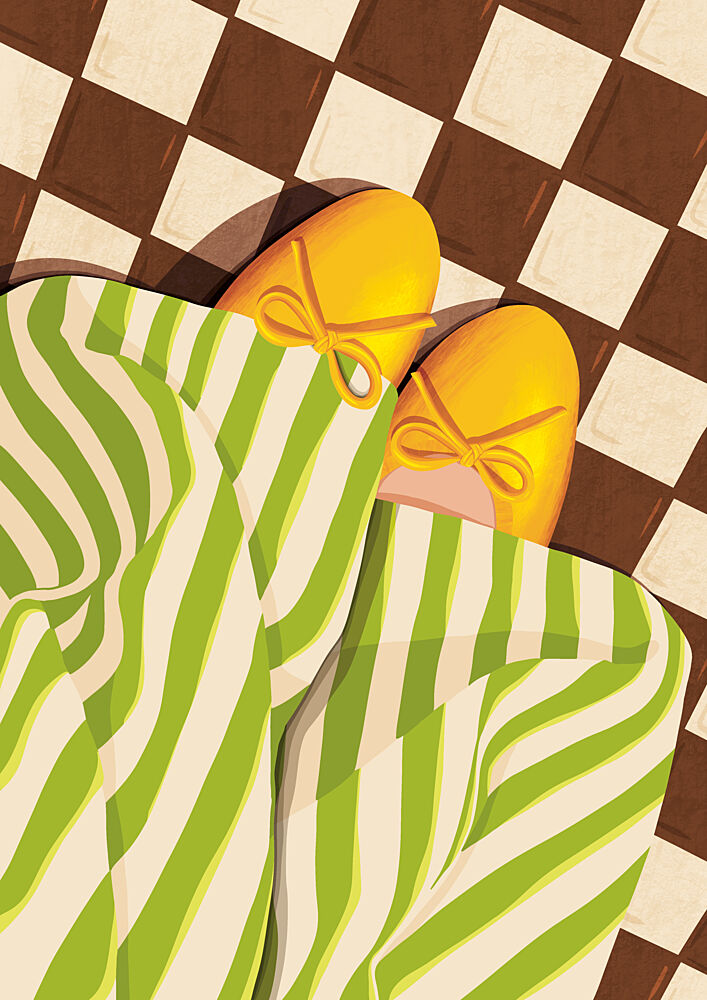 Cozy Striped Feet art print by Lisa Solomoniuk for $57.95 CAD