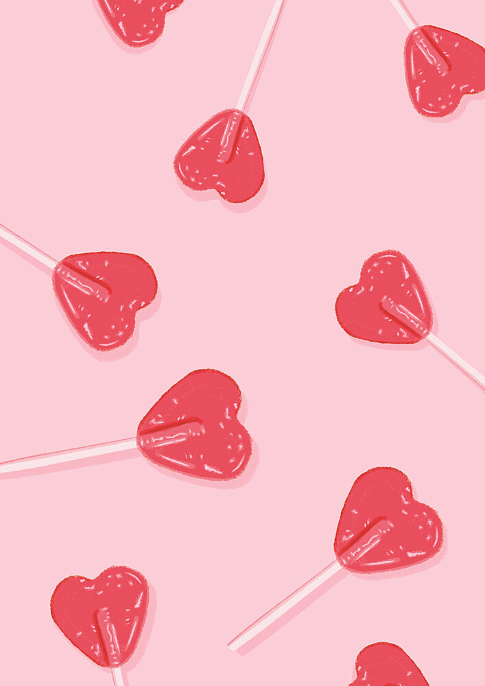 Pink Heart Lollipops art print by Lisa Solomoniuk for $57.95 CAD
