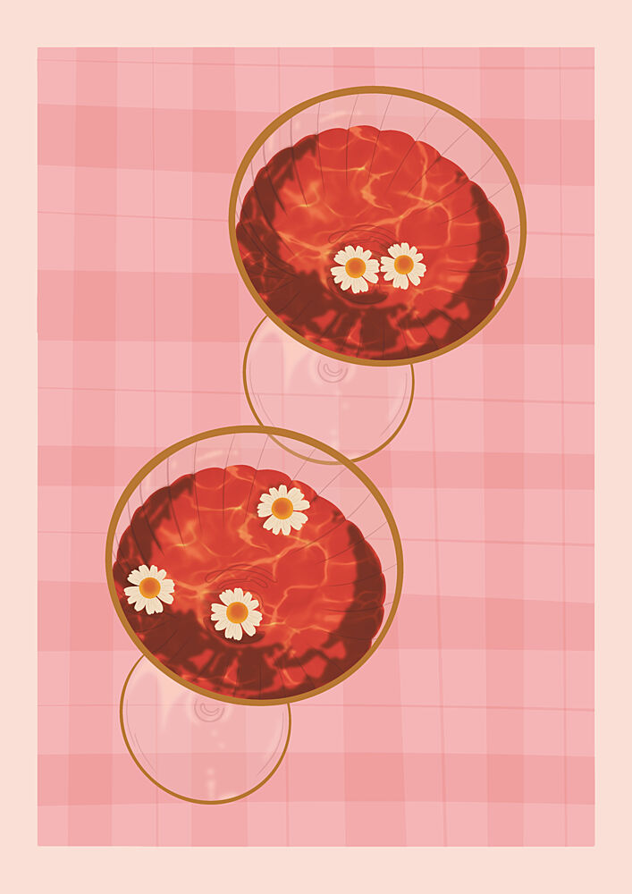 Pink Drinks with Daisies art print by Lisa Solomoniuk for $57.95 CAD