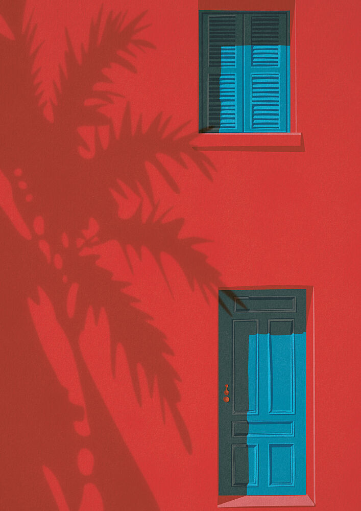Red Wall Blue Door art print by Lisa Solomoniuk for $57.95 CAD