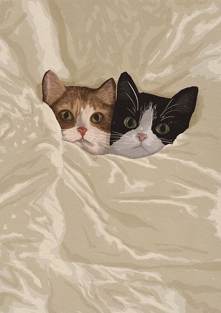 Cozy Cats Peeking out art print by Lisa Solomoniuk for $57.95 CAD