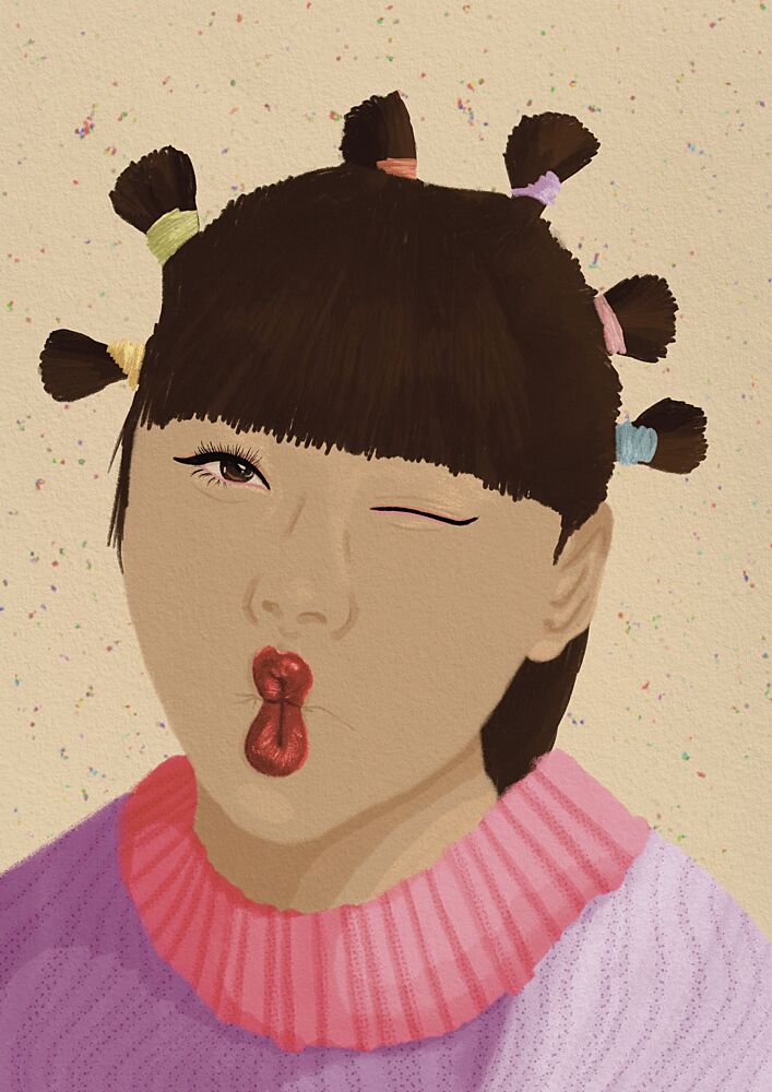 Playful Winking Portrait art print by Lisa Solomoniuk for $57.95 CAD