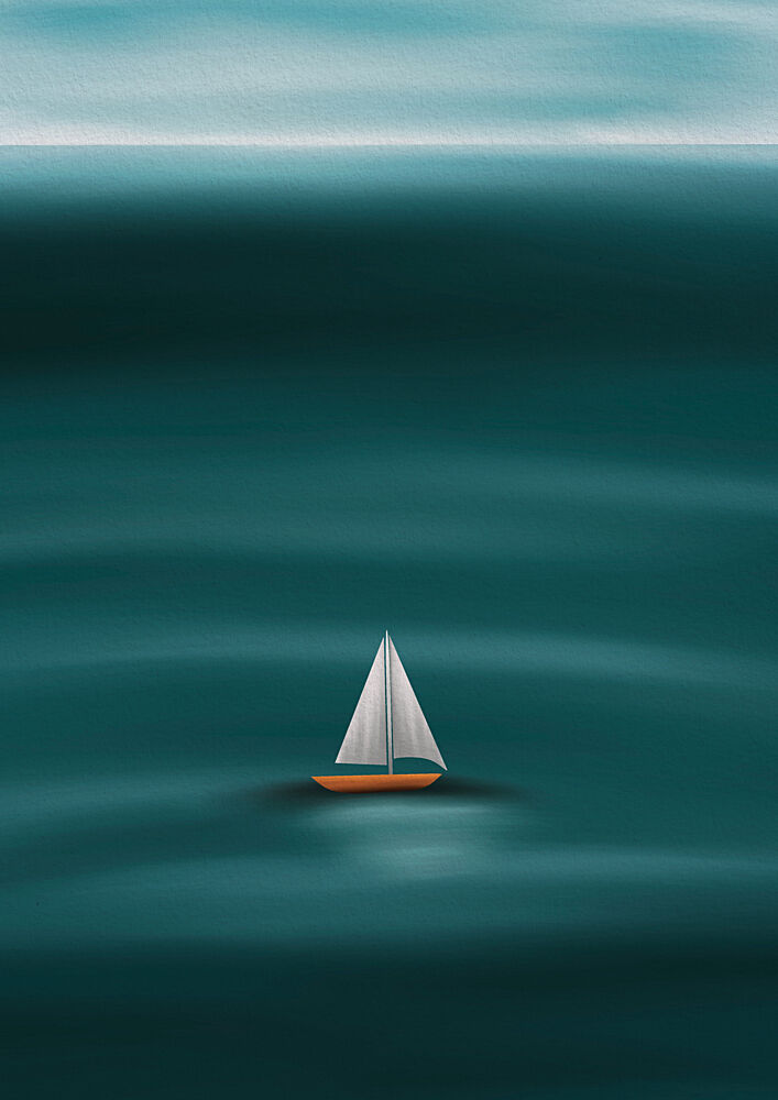 Solitary Sailboat Sea art print by Lisa Solomoniuk for $57.95 CAD