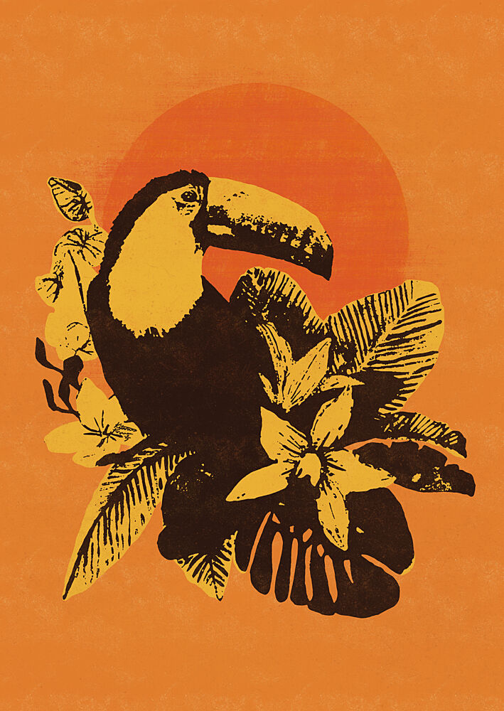 Tropical Toucan Sunset art print by Katariina Kosunen for $57.95 CAD