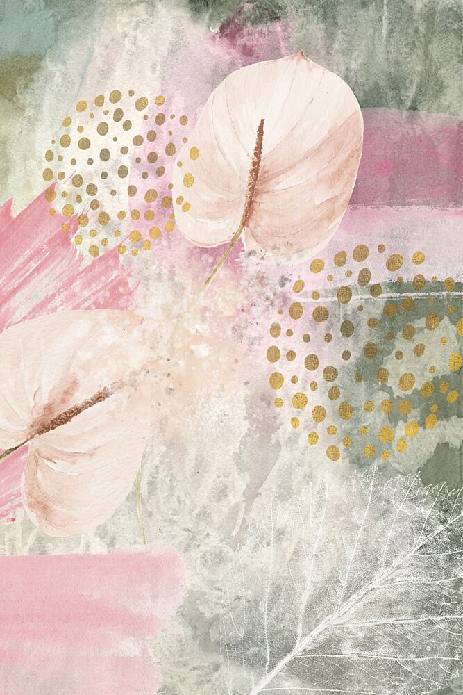 Abstract Pink Gold Botanicals art print by Sally Ann Moss for $57.95 CAD