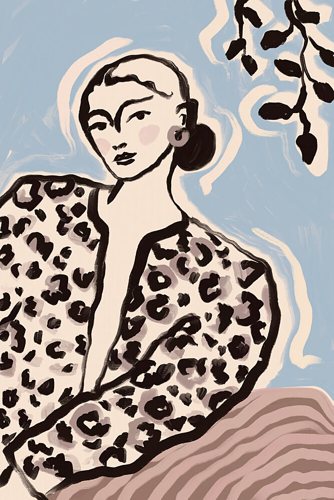 Leopard Print Lady art print by Treechild for $57.95 CAD