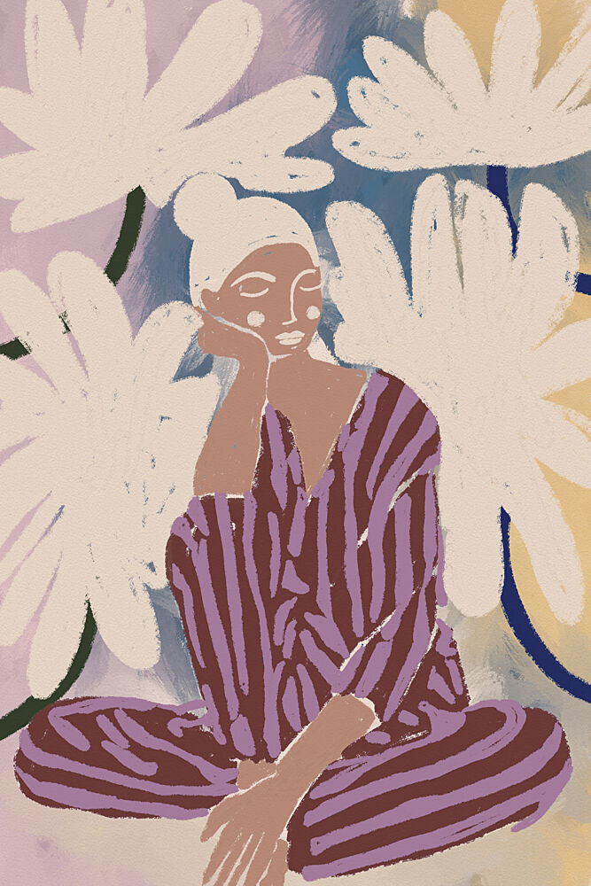Peaceful Woman and Flowers art print by Treechild for $57.95 CAD