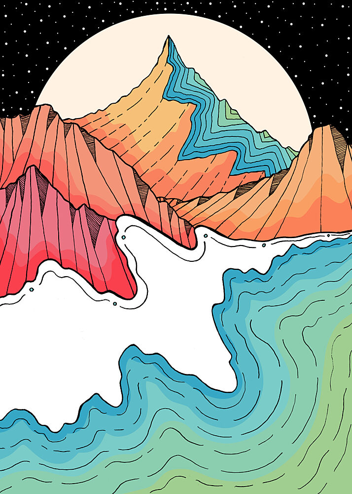 Starry Mountain Waters art print by Stephen Wade for $57.95 CAD
