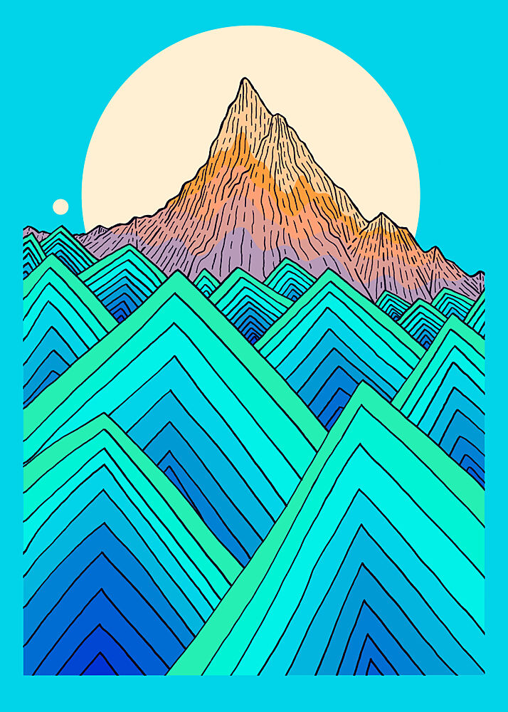 Geometric Mountain Landscape art print by Stephen Wade for $57.95 CAD