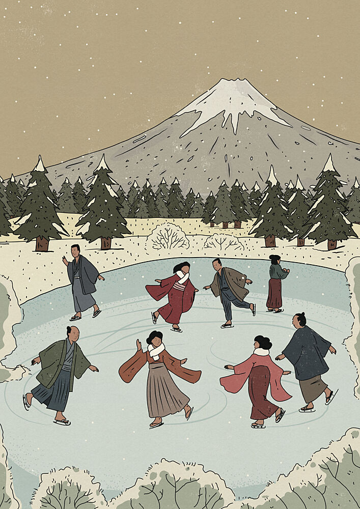 Skating Below Mount Fuji art print by Nicholas for $57.95 CAD