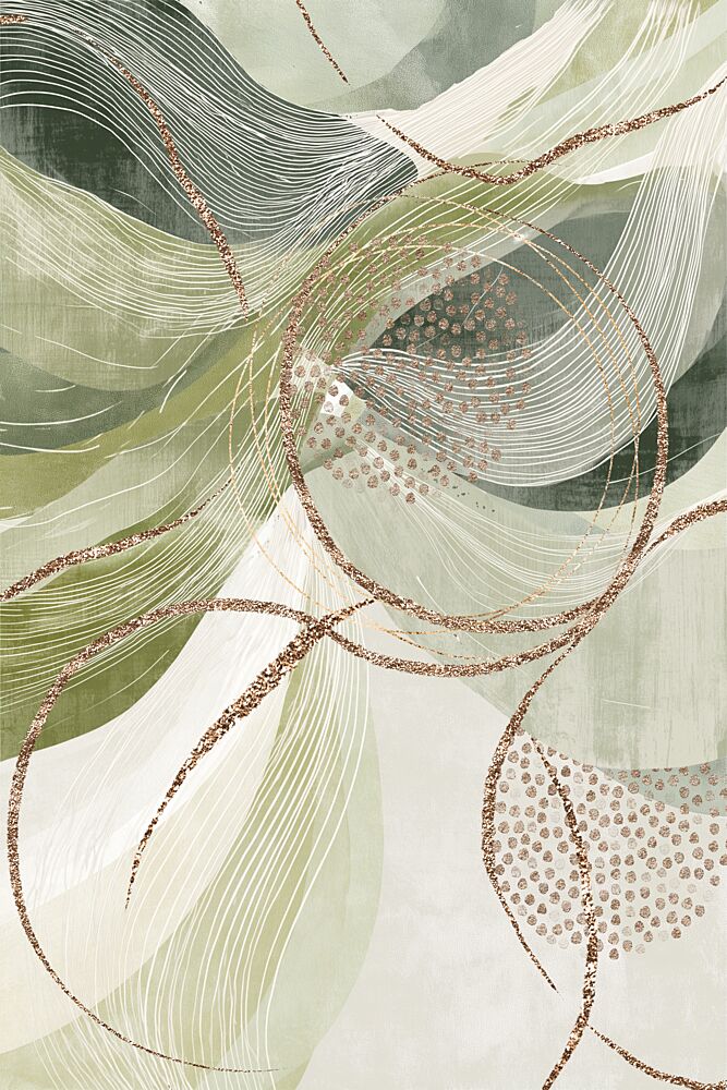 Organic Green Gold Waves art print by Sally Ann Moss for $57.95 CAD
