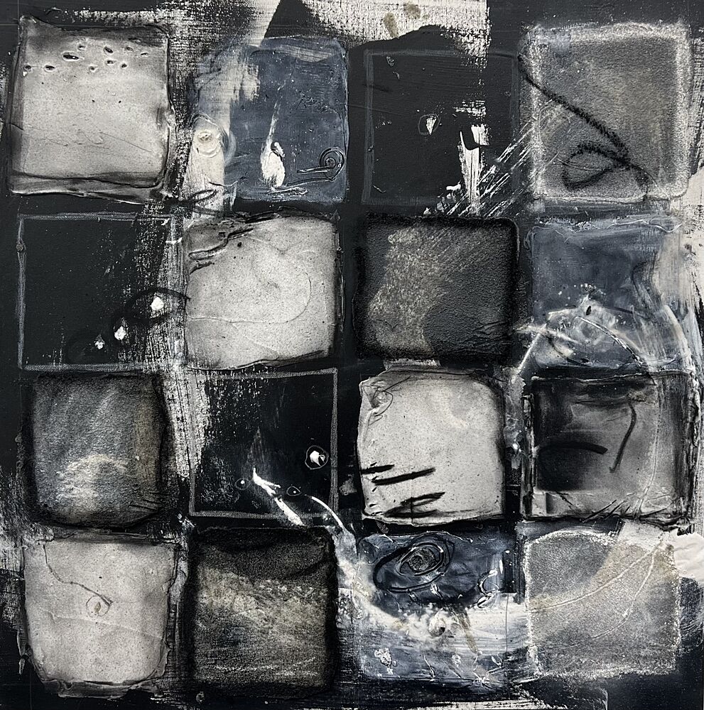 Textured Monochrome Grid art print by Deb Chaney for $57.95 CAD