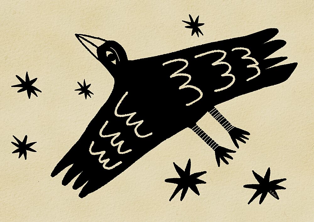Starry Night Crow art print by Sharyn Bursic for $57.95 CAD