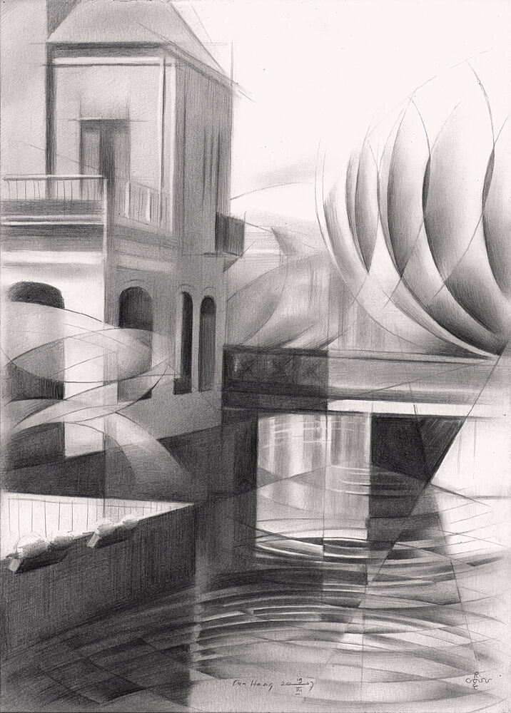 Geometric Urban Canal art print by Corne Akkers for $57.95 CAD
