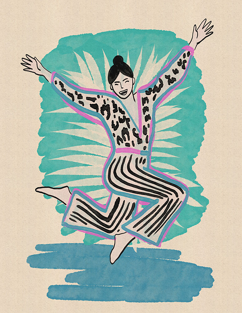 Joyful Woman Jumping art print by Nicholas for $57.95 CAD