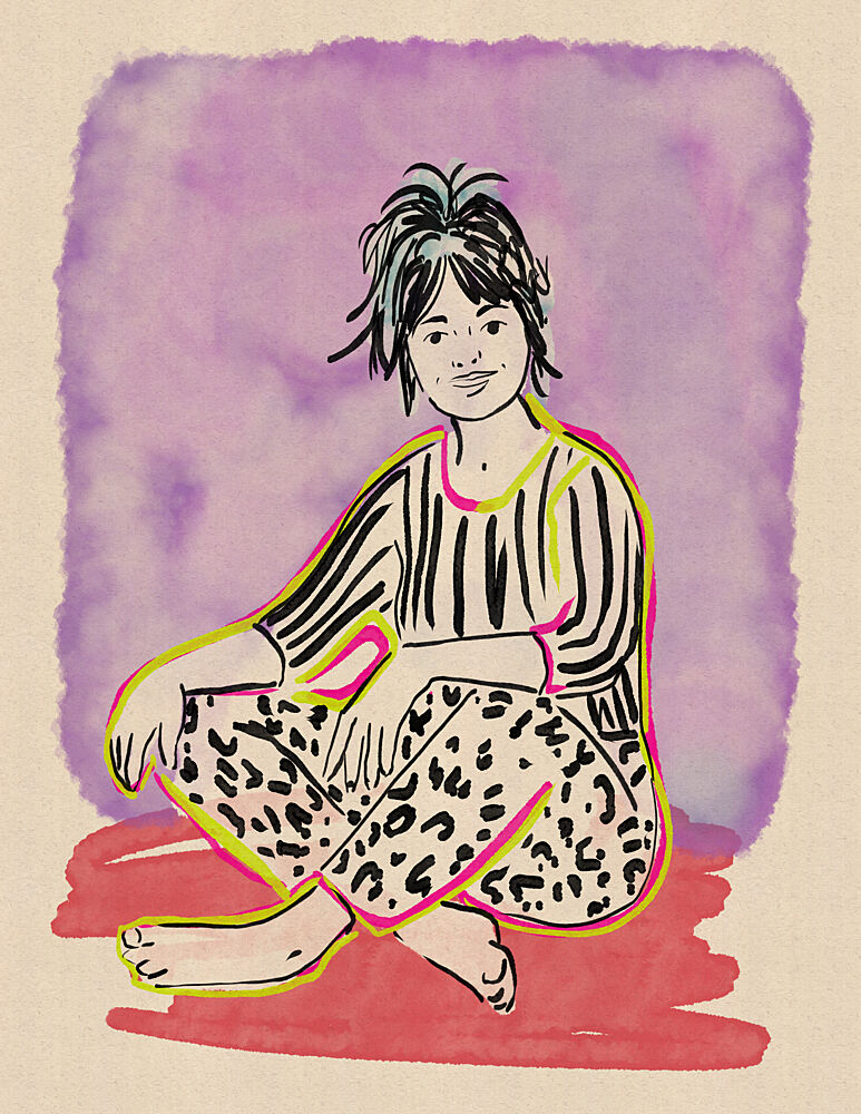 Smiling Casual Girl art print by Nicholas for $57.95 CAD