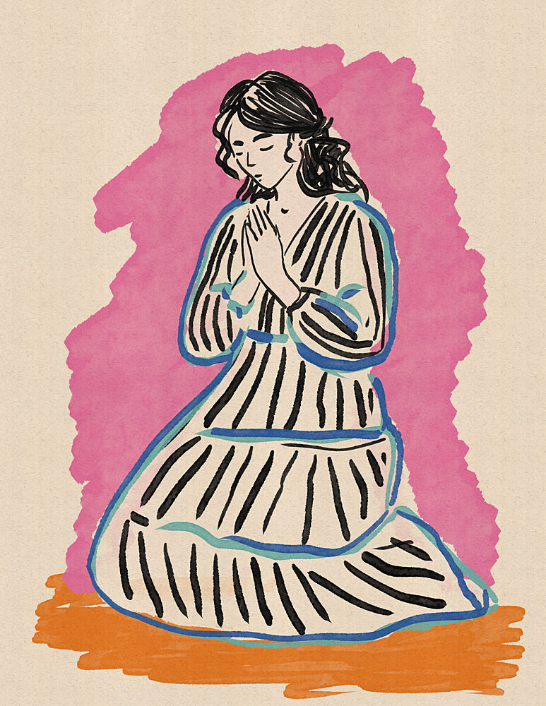 Peaceful Praying Woman art print by Nicholas for $57.95 CAD