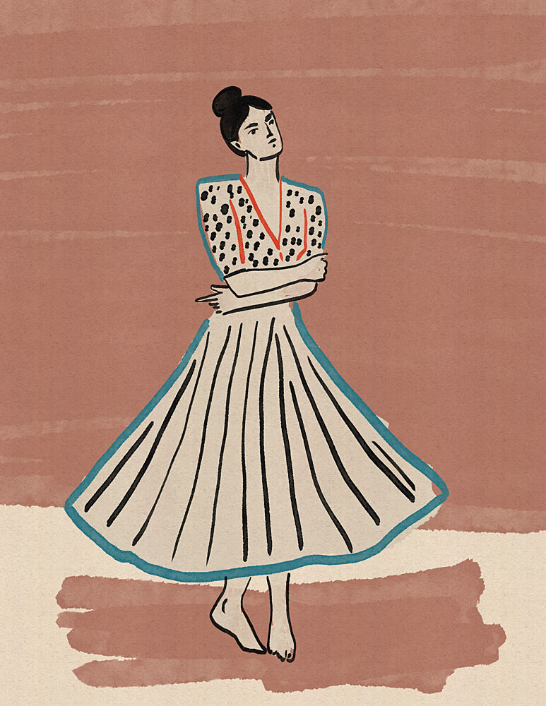 Graceful Polka Dot Dancer art print by Nicholas for $57.95 CAD