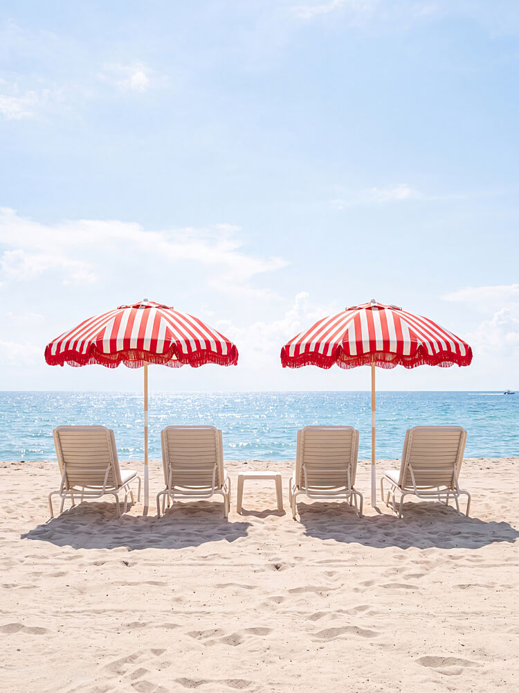 Red Stripe Beach Oasis art print by Andreas Magnusson for $57.95 CAD