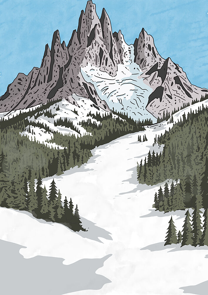 Snowy Mountain Ski Slope art print by Nicholas for $57.95 CAD