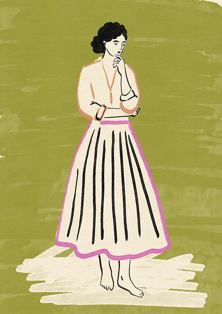 Thoughtful Woman Standing art print by Nicholas for $57.95 CAD