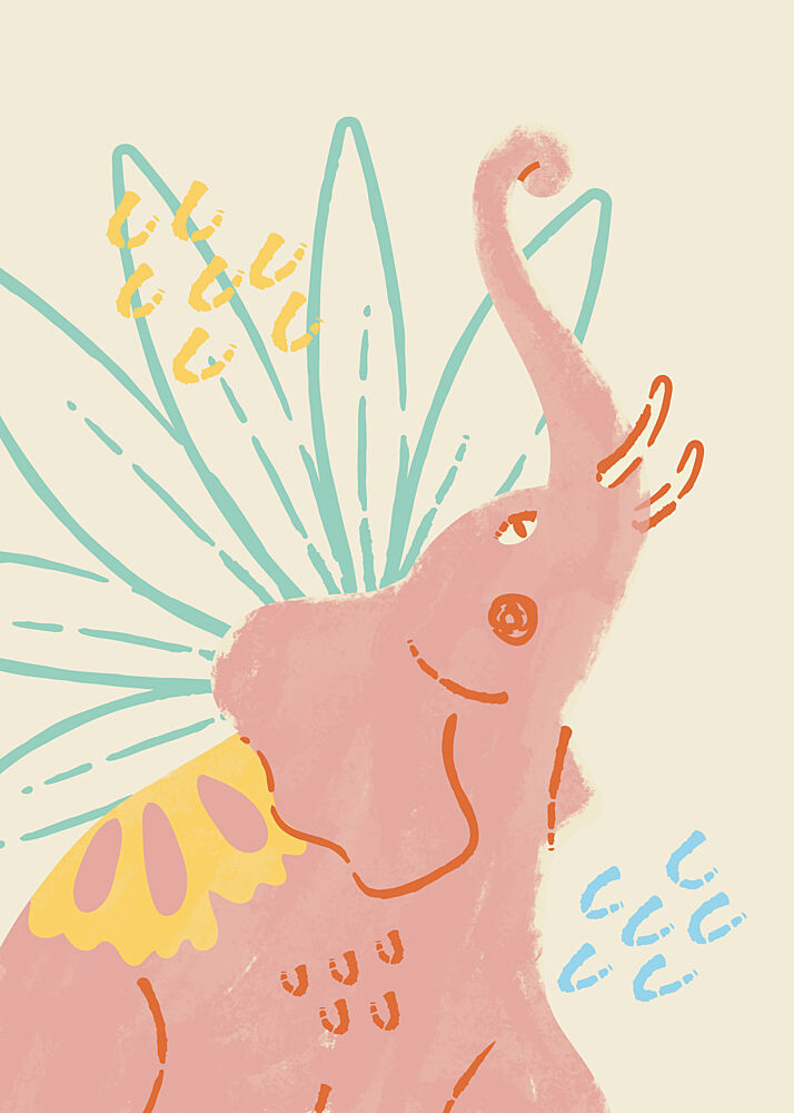 Playful Pink Elephant art print by Weronika Gross for $57.95 CAD