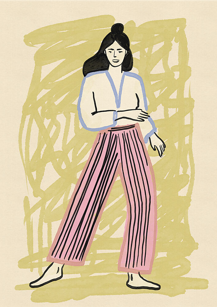 Woman in Striped Pants art print by Nicholas for $57.95 CAD