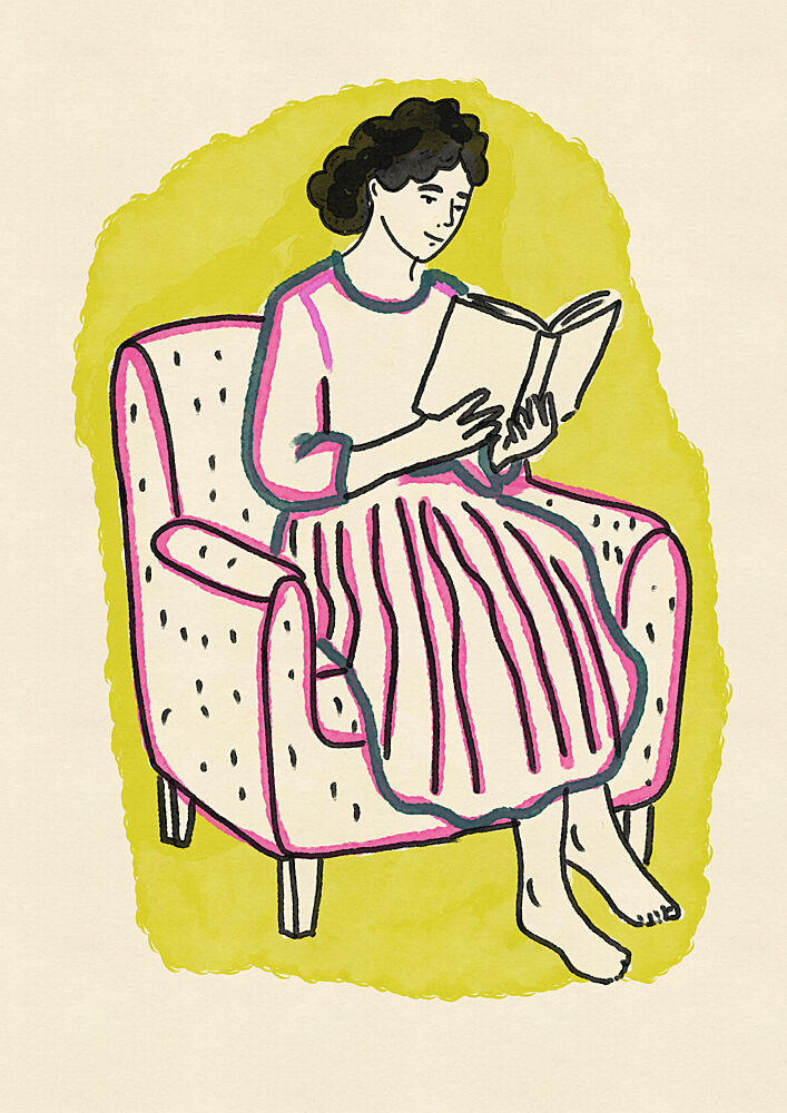 Cozy Reading Woman art print by Nicholas for $57.95 CAD