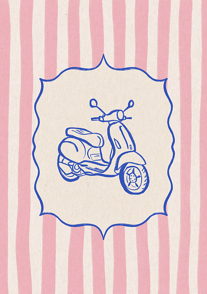 Retro Scooter Stripes art print by Katarzyna Gasiorowska for $57.95 CAD