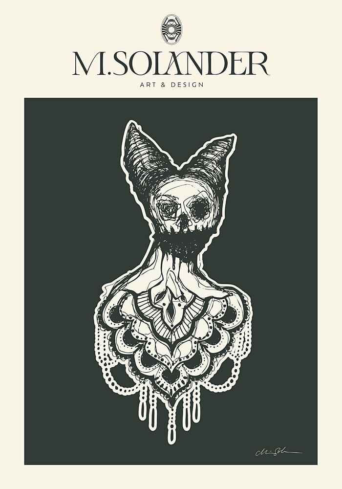 Ornate Demon Skull art print by Marie Lof Solander for $57.95 CAD