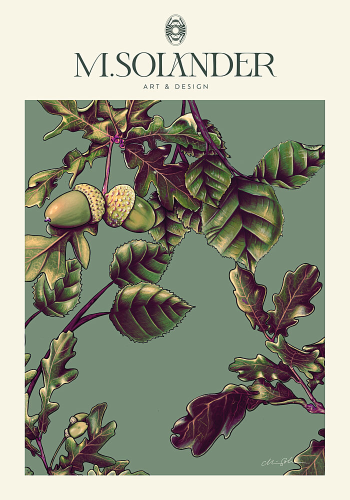 Oak Branch Acorns art print by Marie Lof Solander for $57.95 CAD