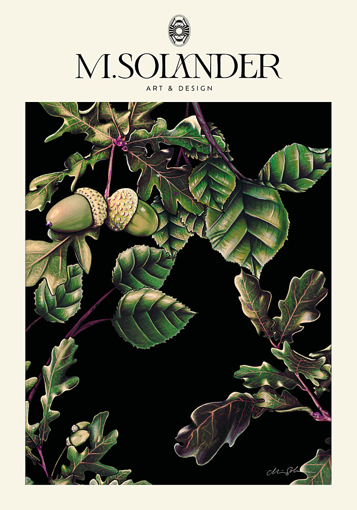 Acorns and Oak Leaves art print by Marie Lof Solander for $57.95 CAD
