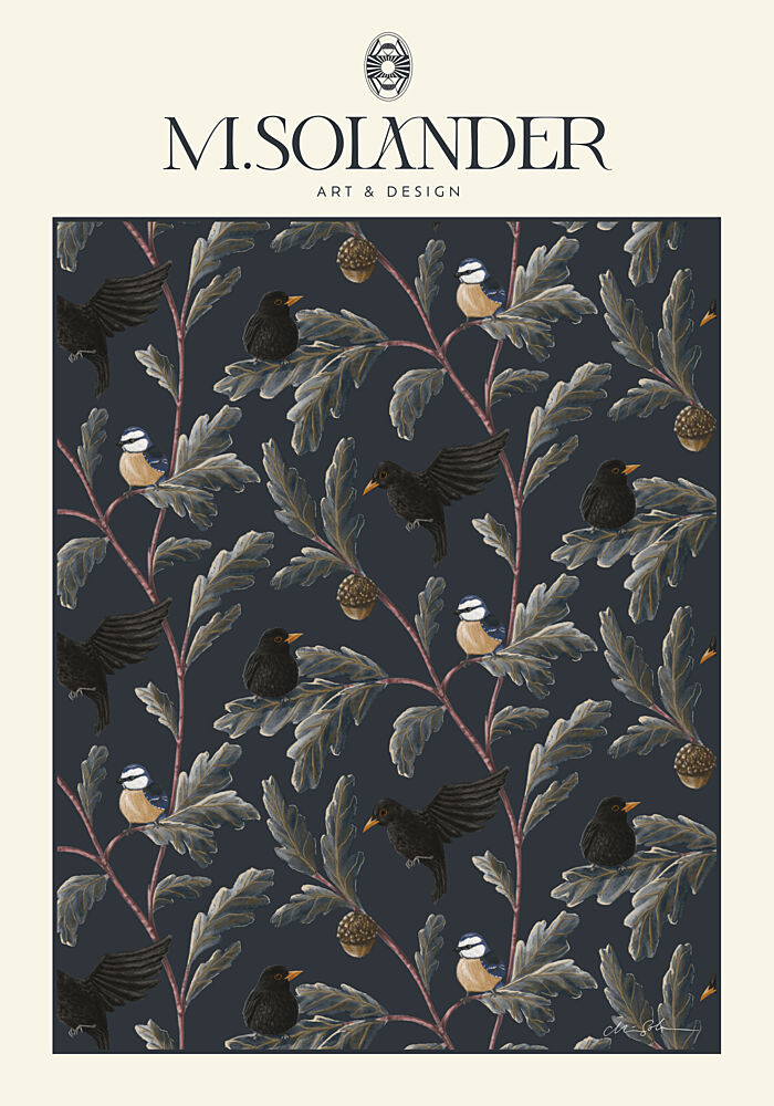 Moody Oak Birds art print by Marie Lof Solander for $57.95 CAD