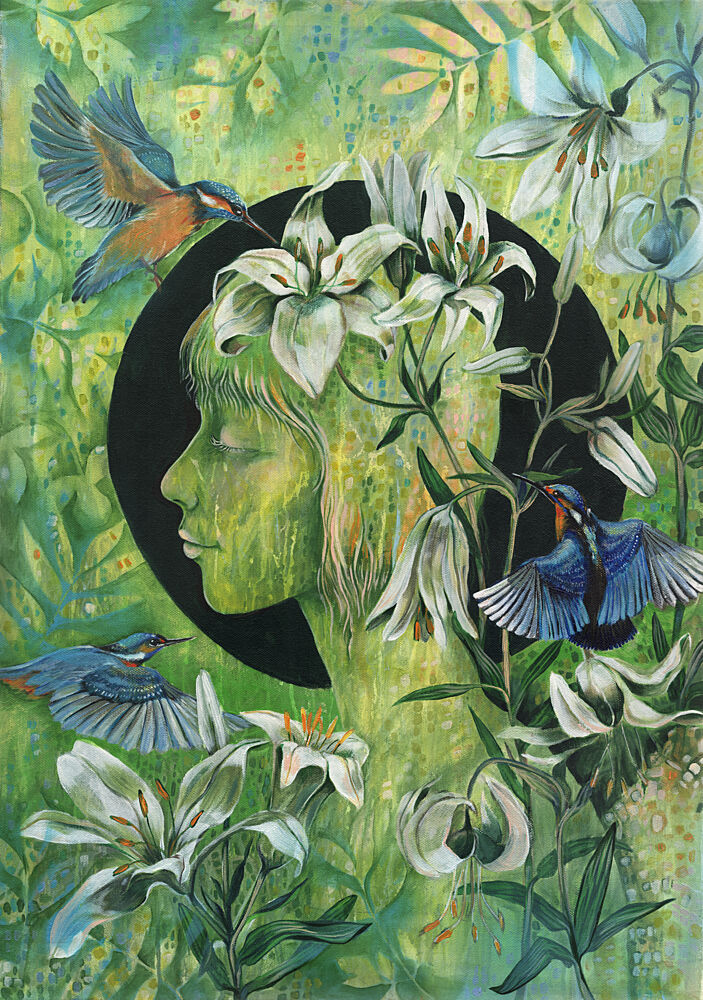 Green Moon Angel art print by Regina Martisiene for $57.95 CAD