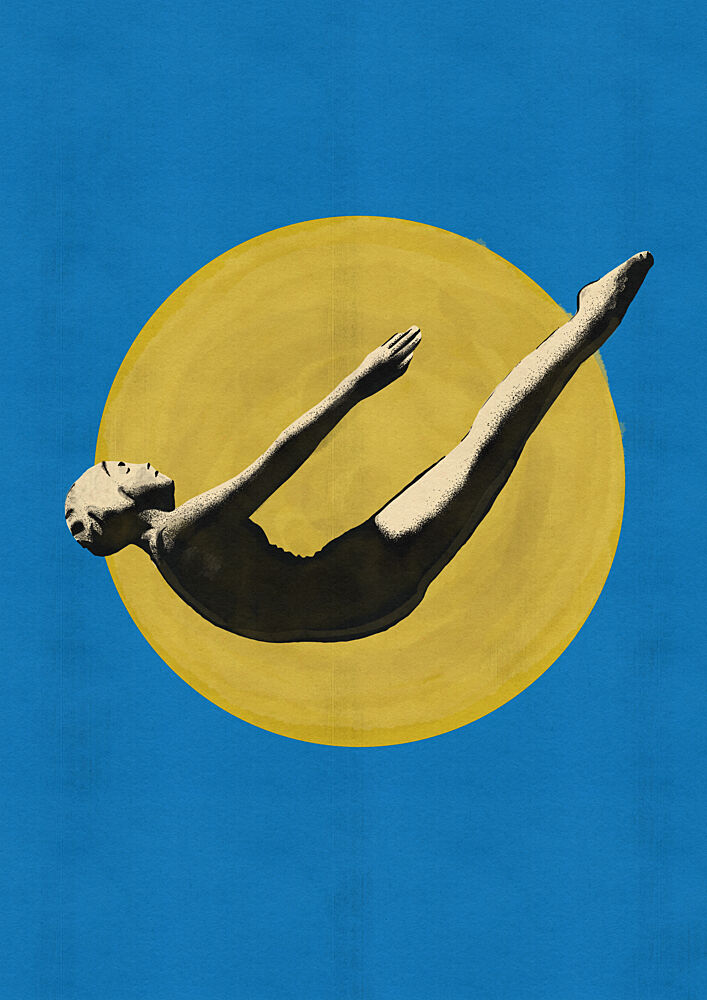 Graceful Diver Yellow Sun art print by Nicholas for $57.95 CAD