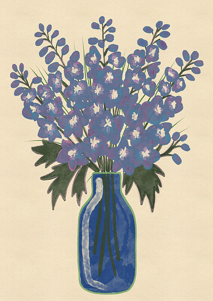 Vibrant Blue Floral Bouquet art print by Nicholas for $57.95 CAD