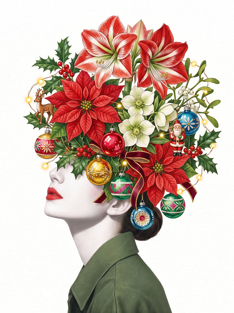 Christmas Floral Portrait art print by Marja van den Hurk for $57.95 CAD