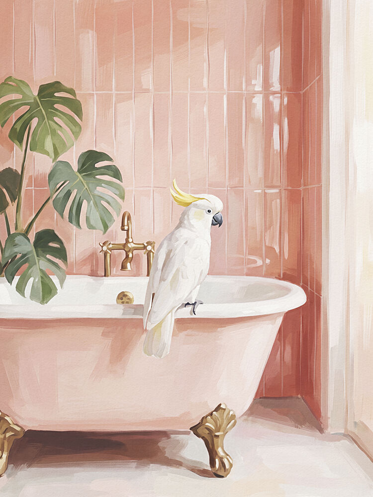 Elegant Bath Cockatoo art print by Andreas Magnusson for $57.95 CAD