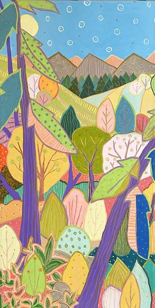Colorful Mountain Forest art print by Jeff Ferst for $57.95 CAD
