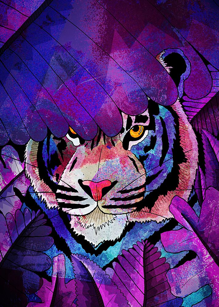 Vibrant Jungle Tiger art print by Stephen Wade for $57.95 CAD
